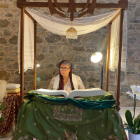 Siri Ram Kaur from Italy reading in an Akhand Path